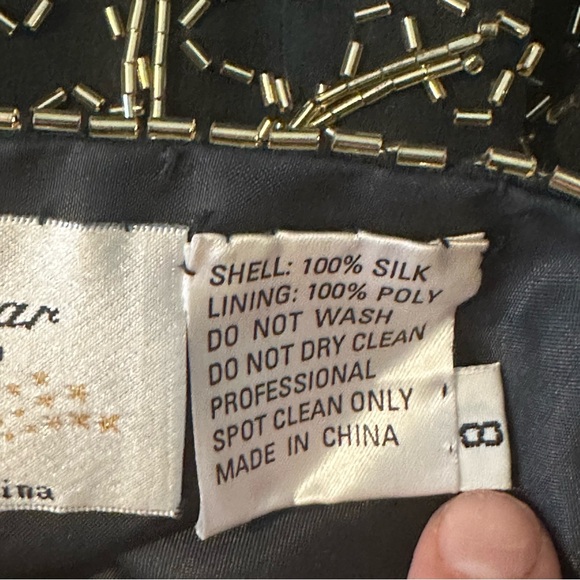 Vintage De Oscar Collection 100% Silk Beaded Fringe Halter Midi Dress Sz 8 EUC - Picture 16 of 16